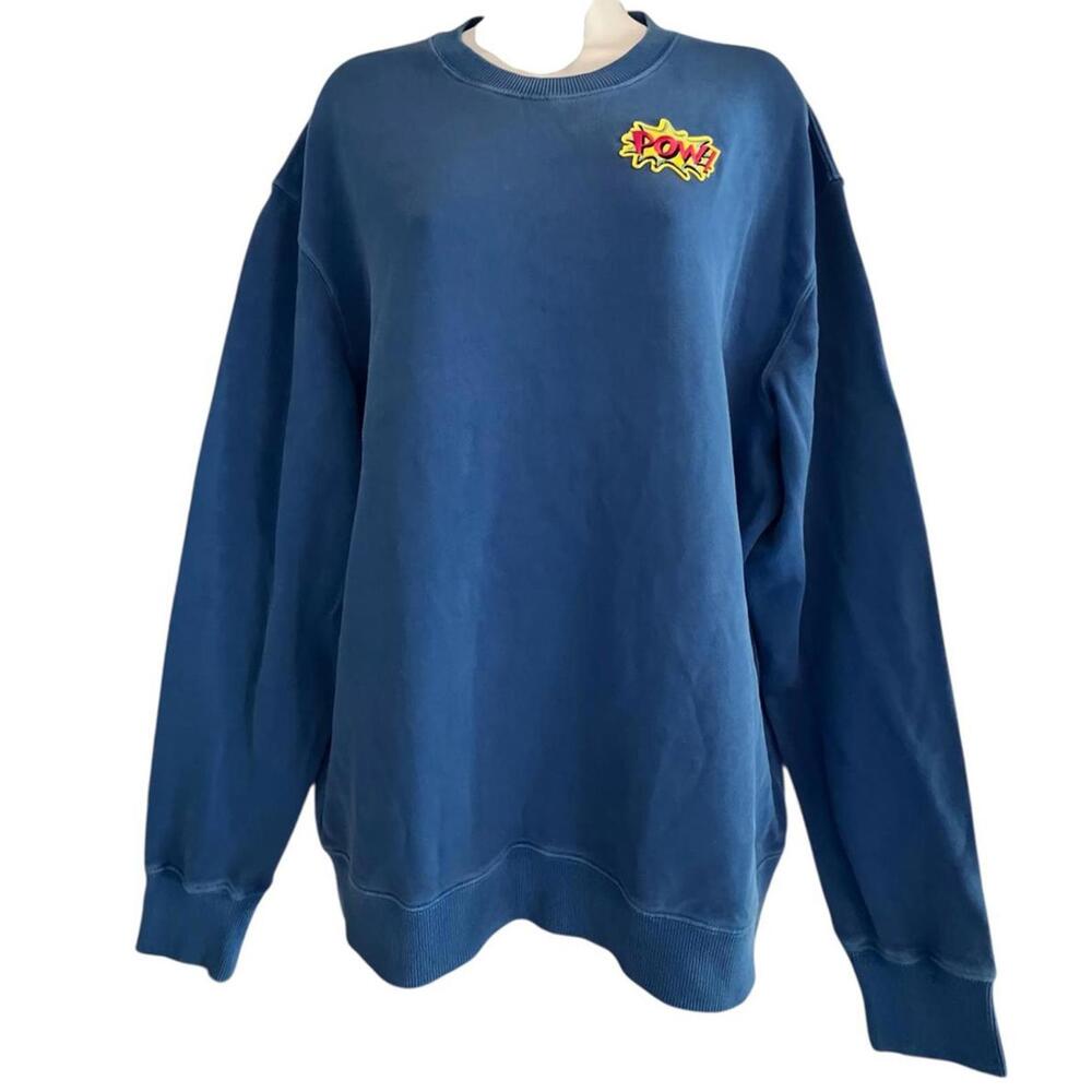 COS Relaxed Fit Graphic Sweatshirt | Blue “POW!” Patch | Size M